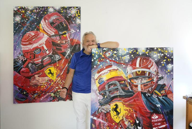 Charles Leclerc and Carlos Sainz | Victory Bahrain 1-2 | Framed Giclee